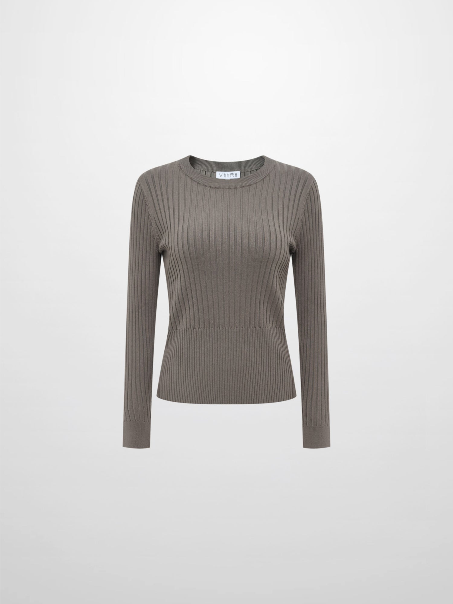 Soft Thin Ribbed Banded Sweater - Warm Taupe