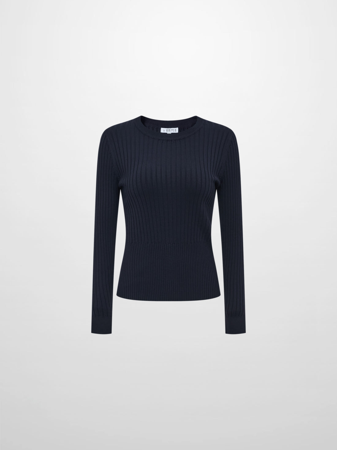 Soft Thin Ribbed Banded Sweater - Navy