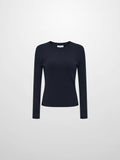 Soft Thin Ribbed Banded Sweater - Navy