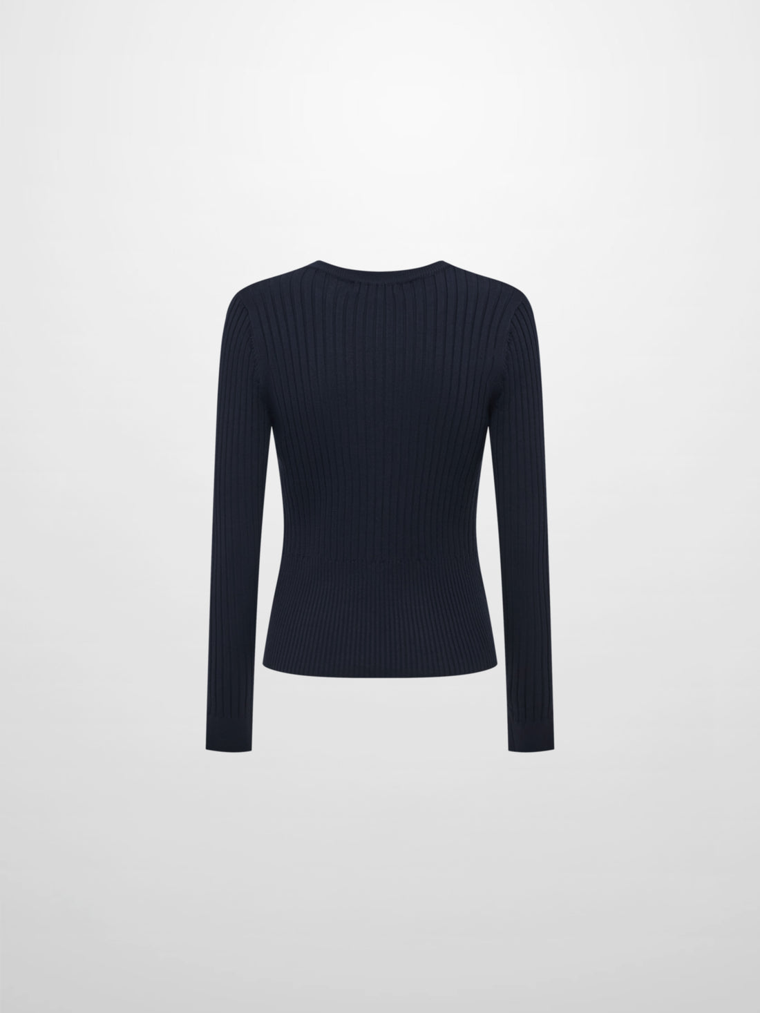 Soft Thin Ribbed Banded Sweater - Navy
