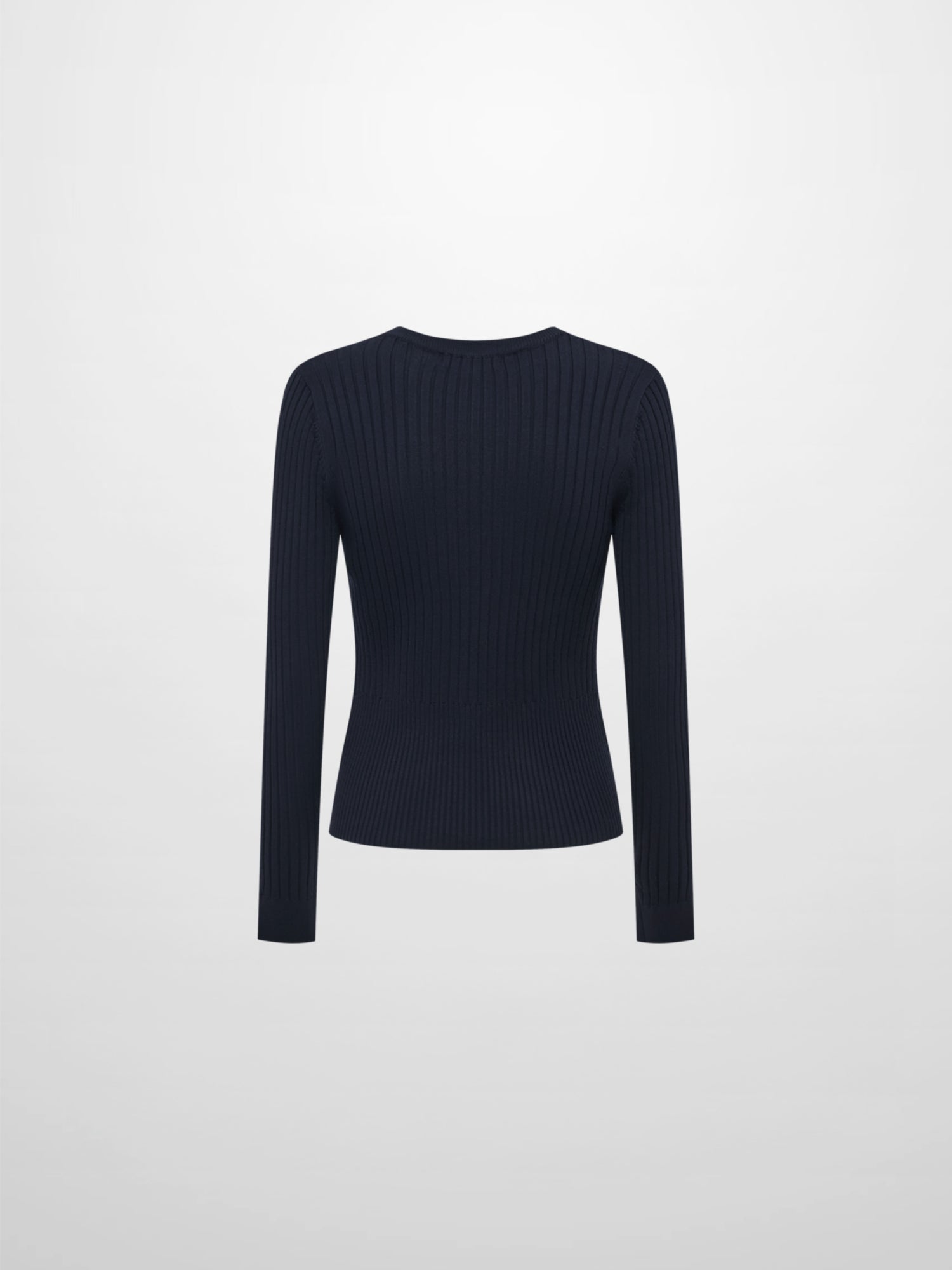 Soft Thin Ribbed Banded Sweater - Navy