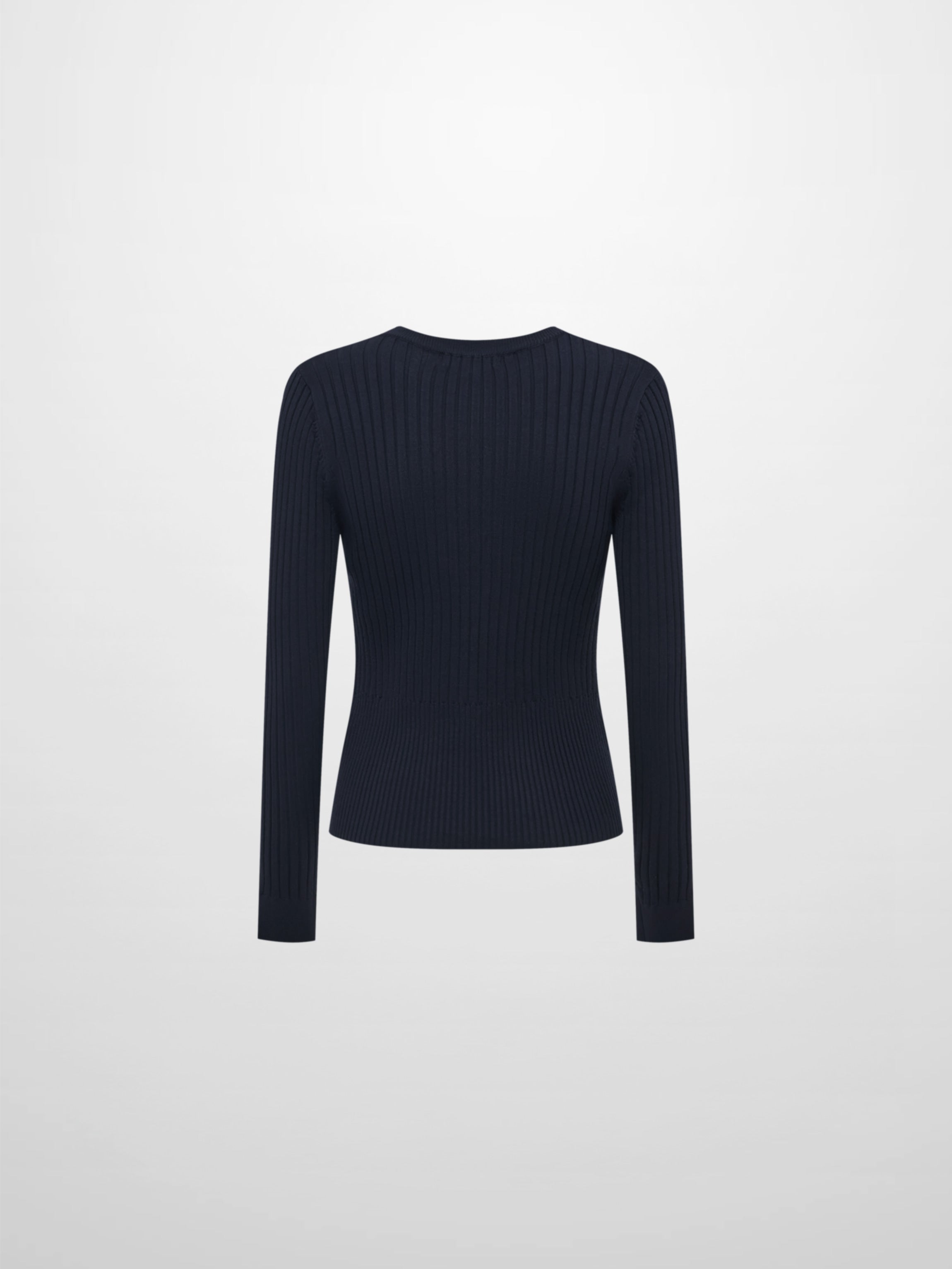 Soft Thin Ribbed Banded Sweater - Navy