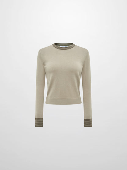 Wool Blend Crew Sweater - Green