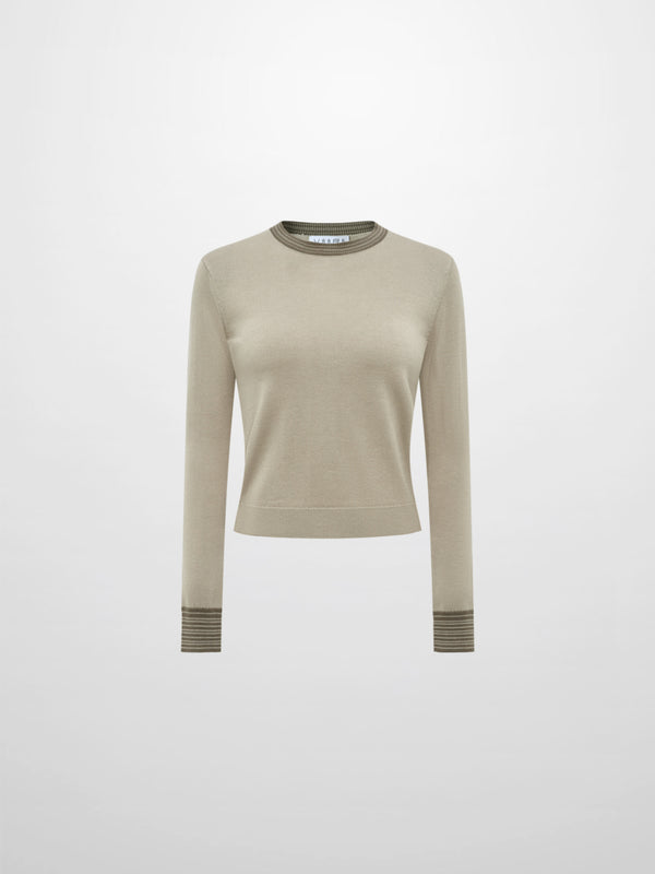Wool Blend Crew Sweater - Green