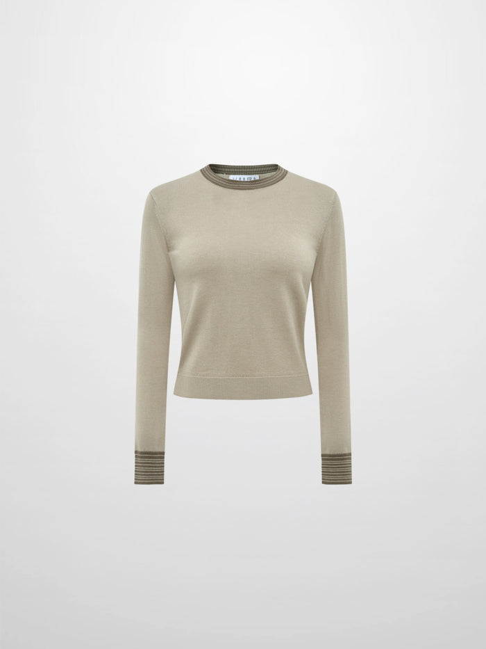 Wool Blend Crew Sweater - Green