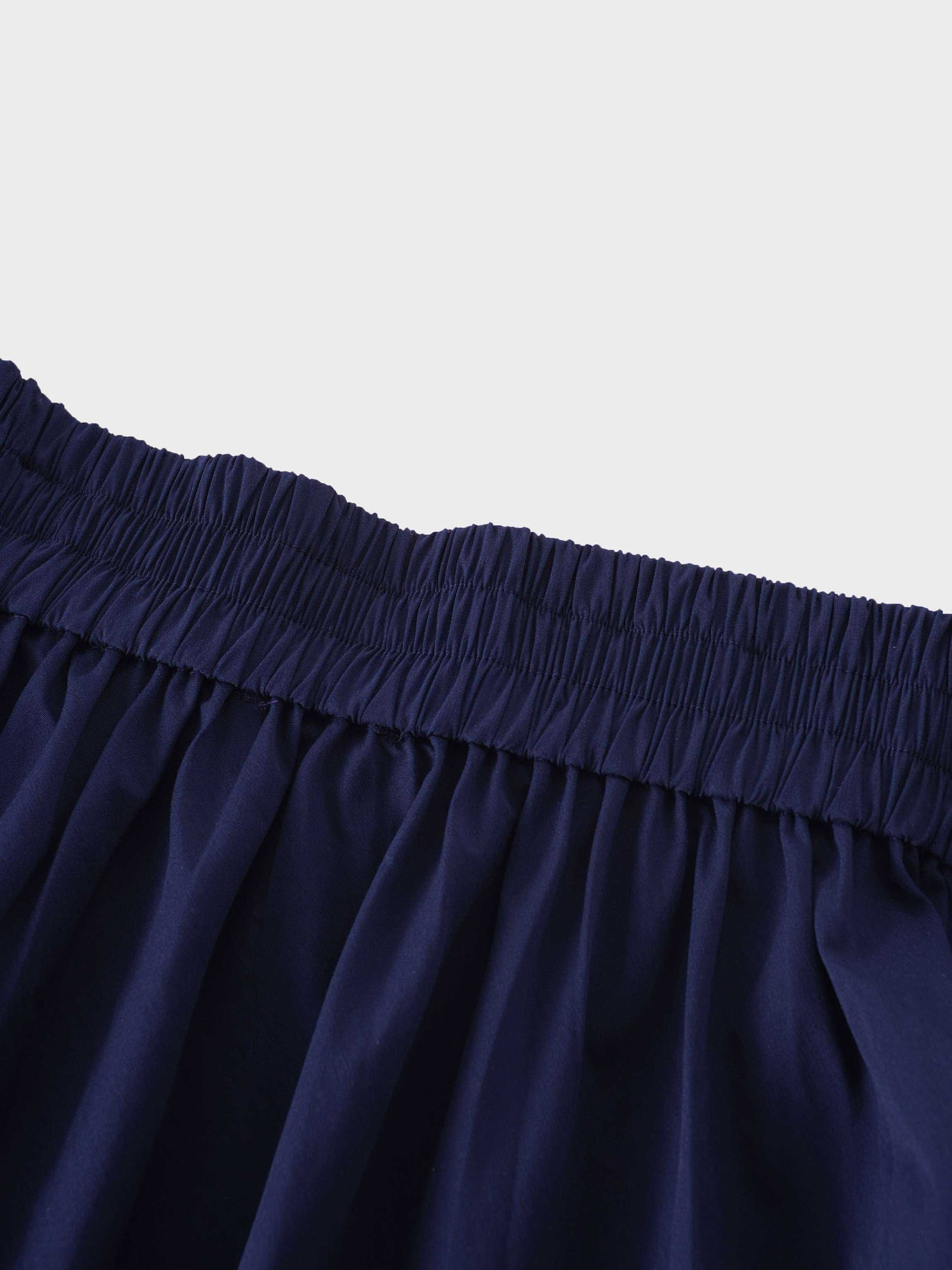 Elastic Back Maxi Cotton Blend Skirt-Navy