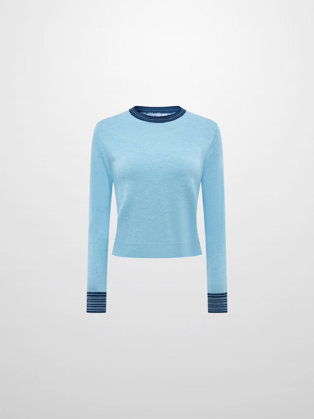 Wool Blend Crew Sweater - Light Blue