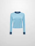 Wool Blend Crew Sweater - Light Blue