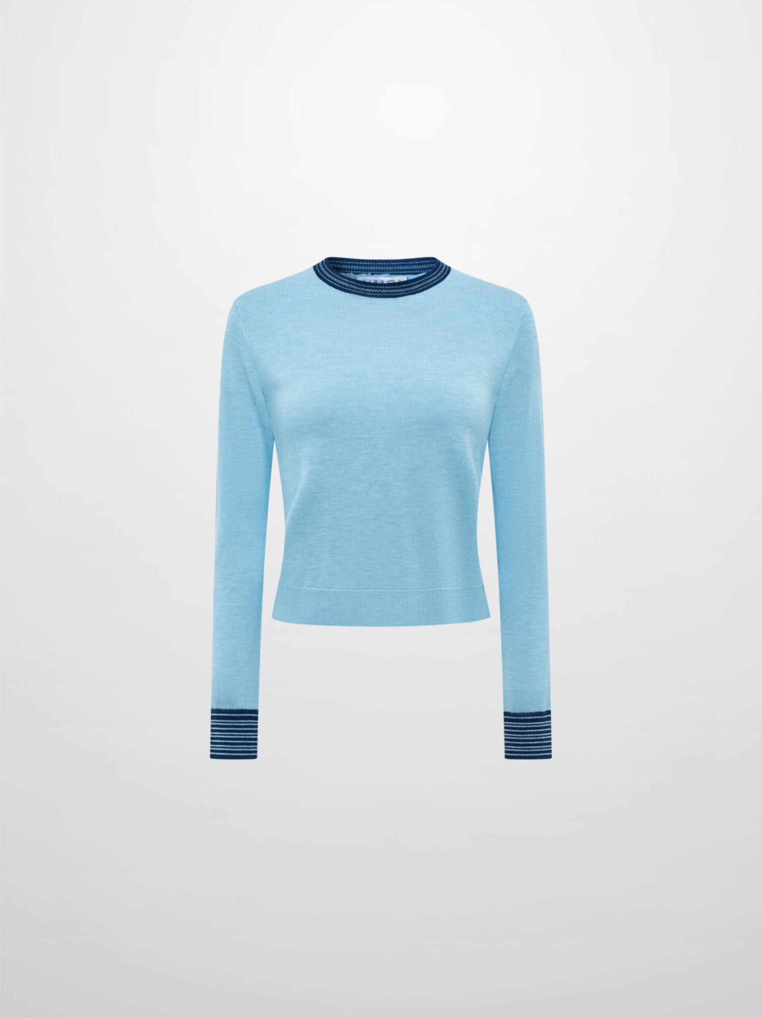 Wool Blend Crew Sweater - Light Blue