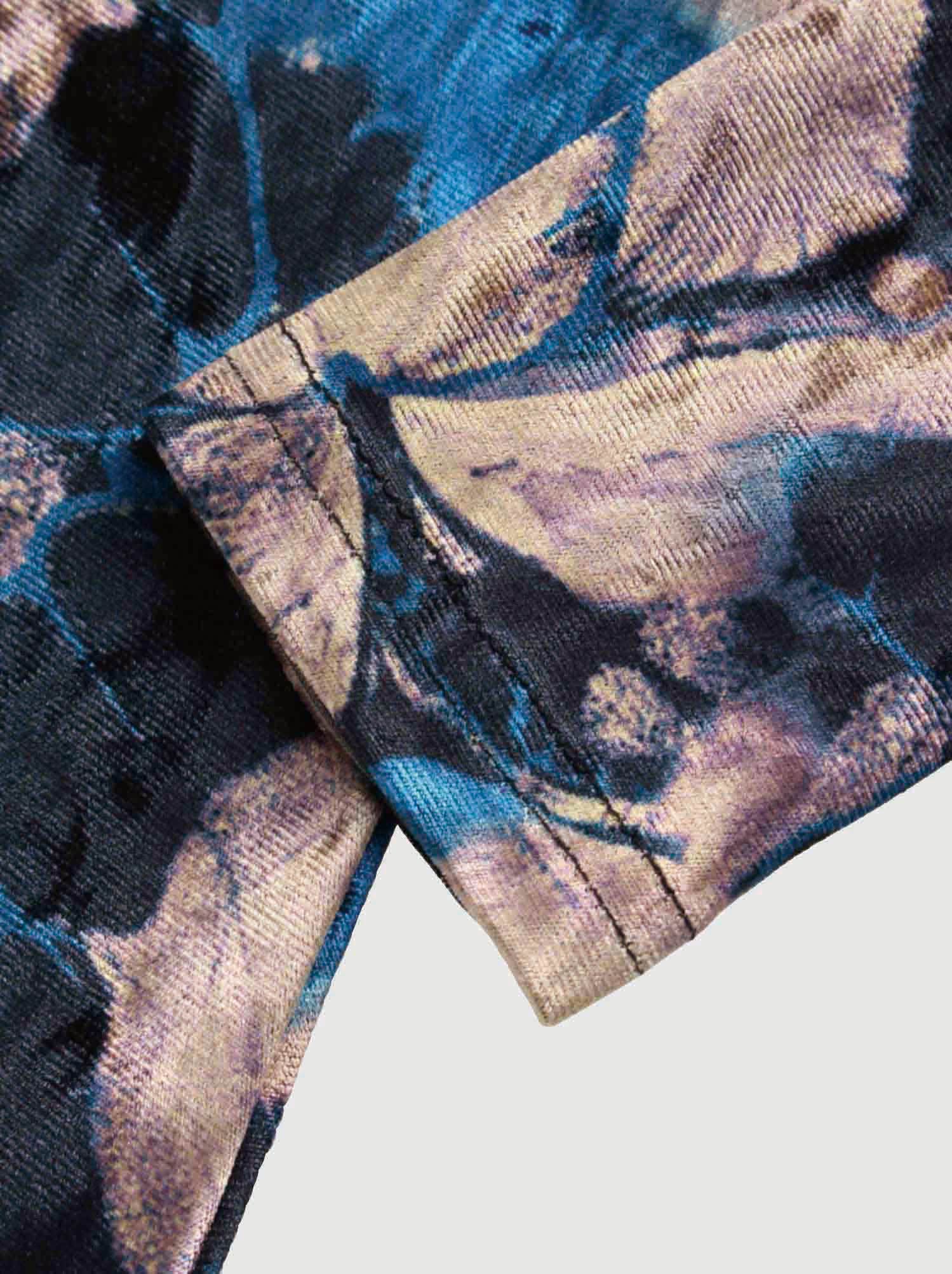 Velour Printed Turtleneck-Blue Floral