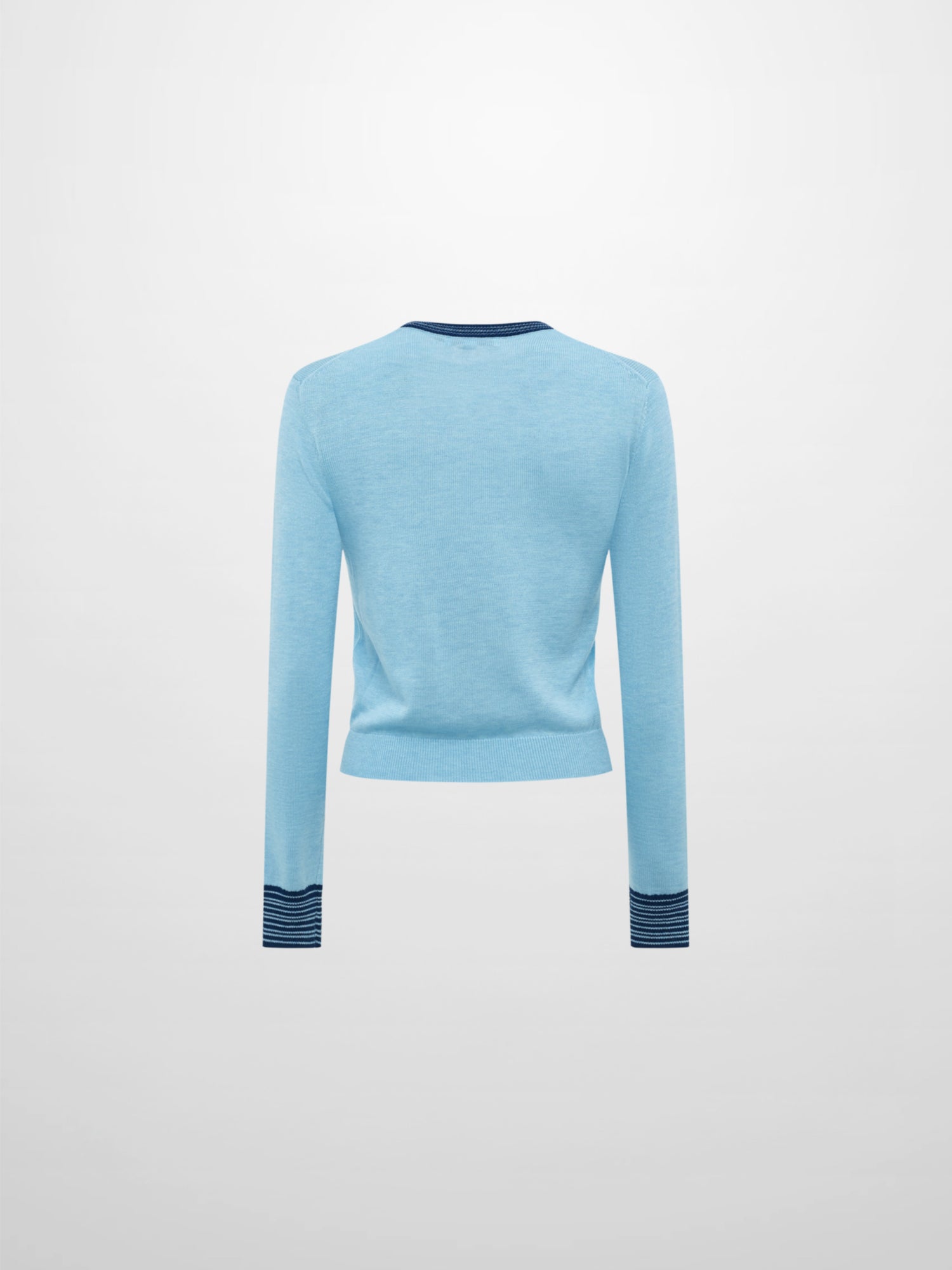 Wool Blend Crew Sweater - Light Blue