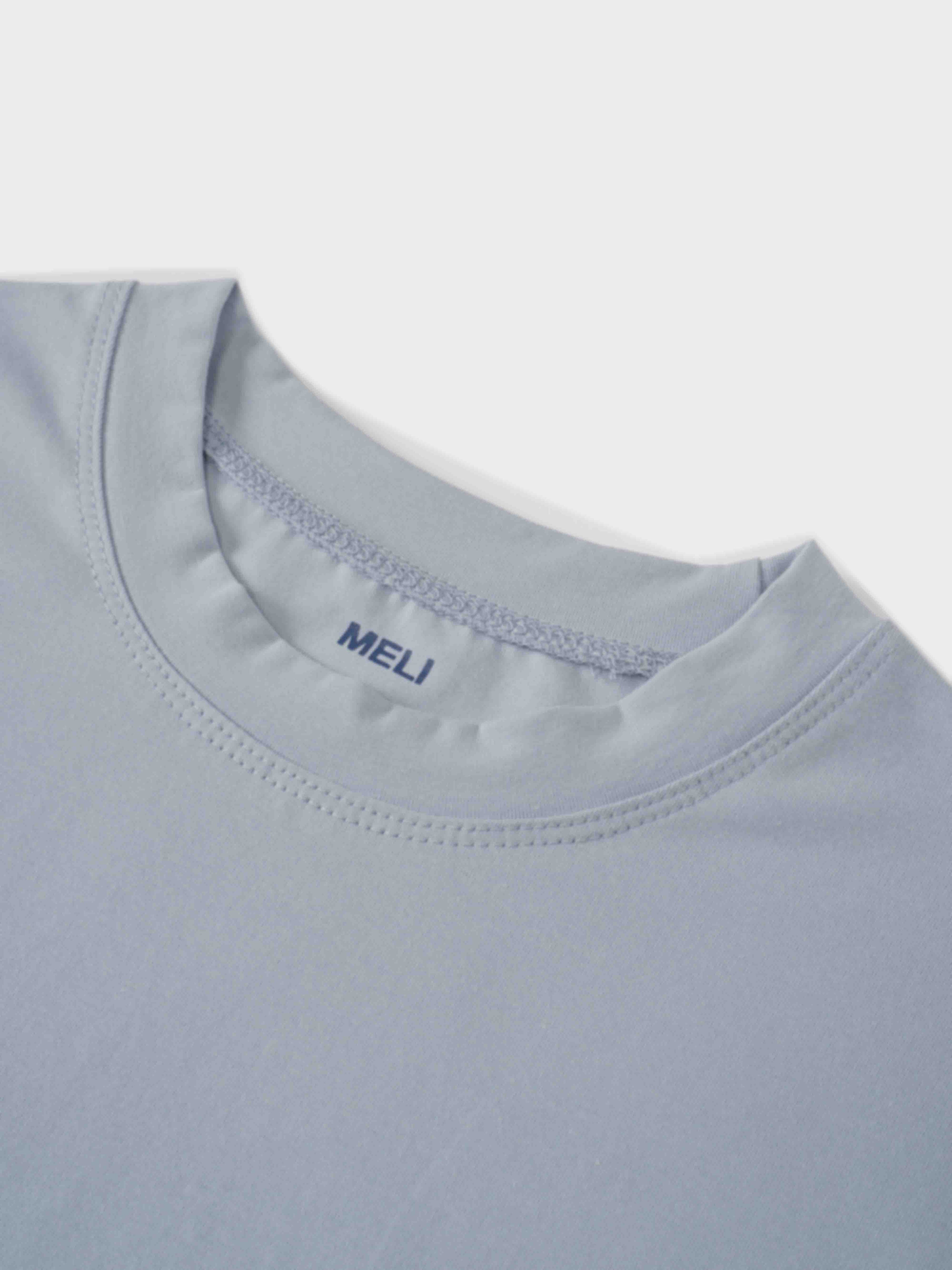 Cropped Boxy Tee-Light Blue