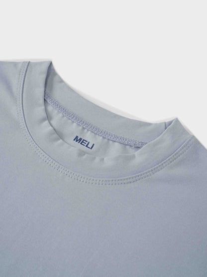 Cropped Boxy Tee-Light Blue