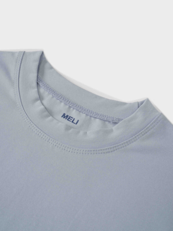 Cropped Boxy Tee-Light Blue