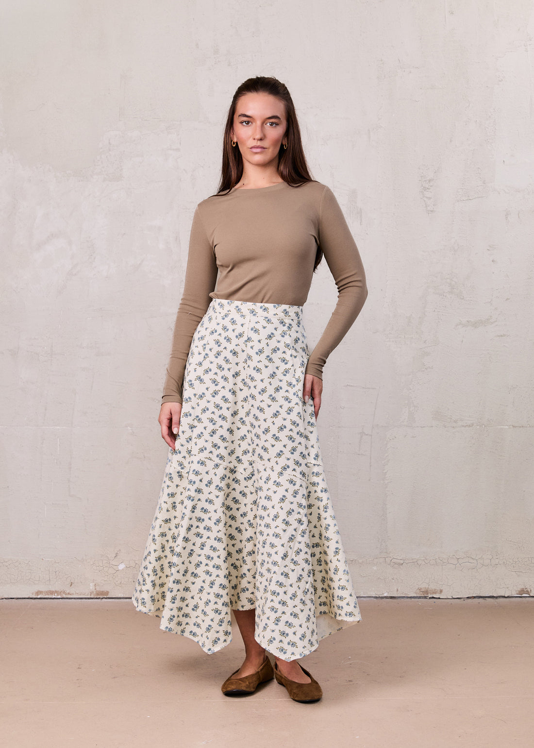 Asymmetrical Panel Skirt-Blue Poppy