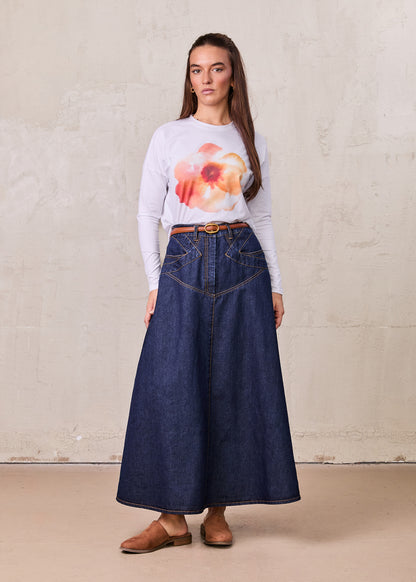 Motif Printed Tee-Peach Flower