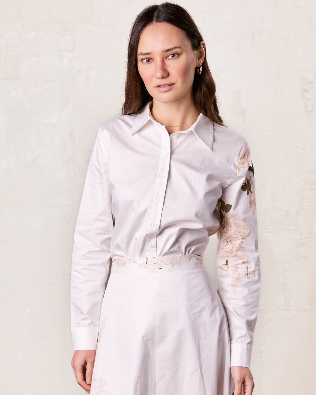 Floral Design Blouse-White