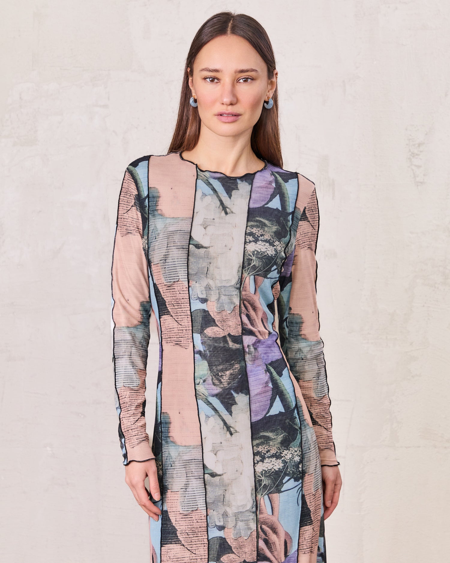 Mesh Maxi Dress-Floral Mix