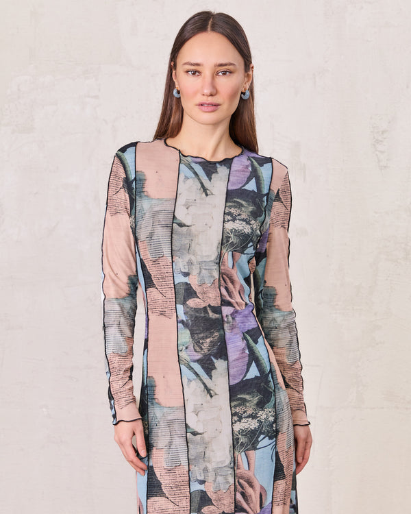 Mesh Maxi Dress-Floral Mix