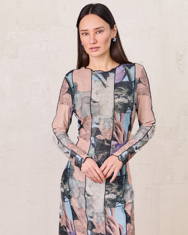 Mesh Maxi Dress-Floral Mix
