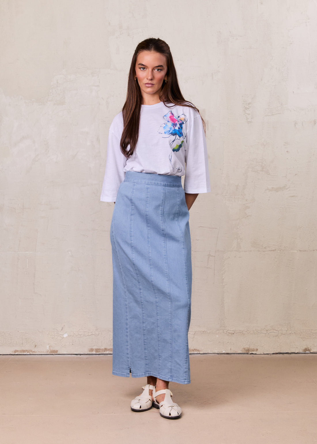 Floral Motif Oversized Tee-Multi