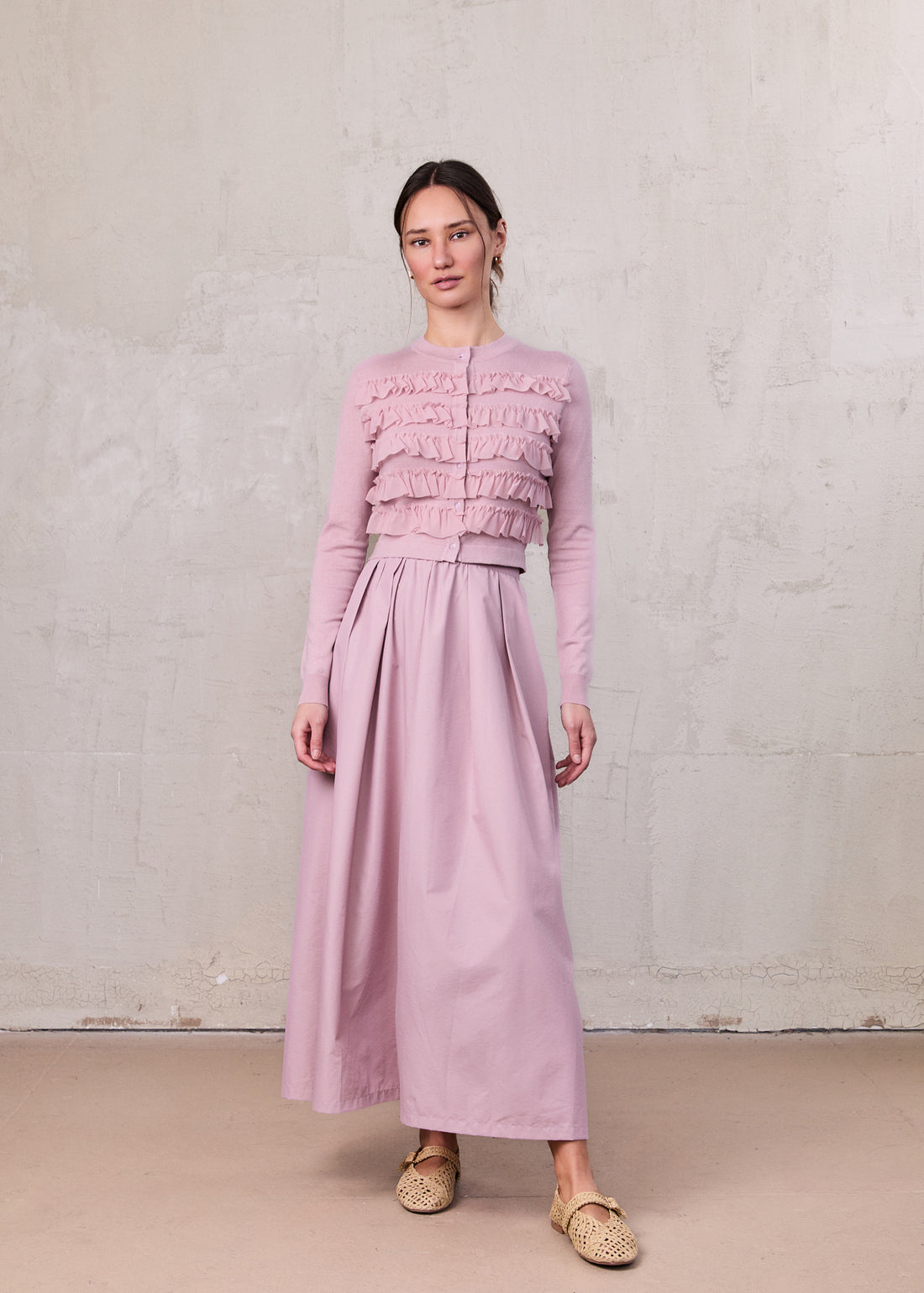 Waisted Full Taffeta Skirt-Mauve