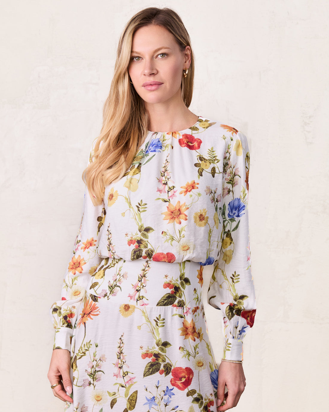 Waist Yoke Dress-Garden Floral