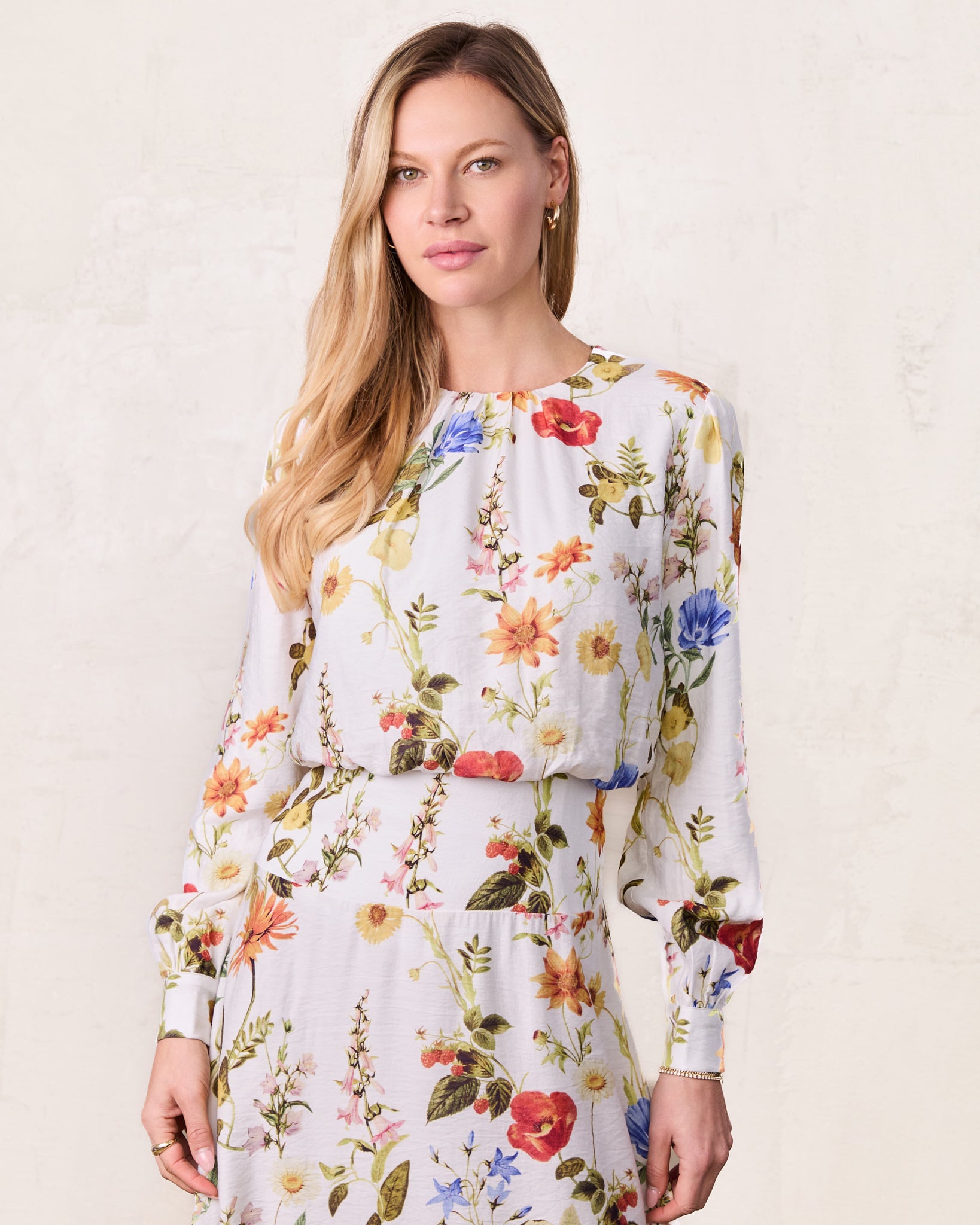 Waist Yoke Dress-Garden Floral