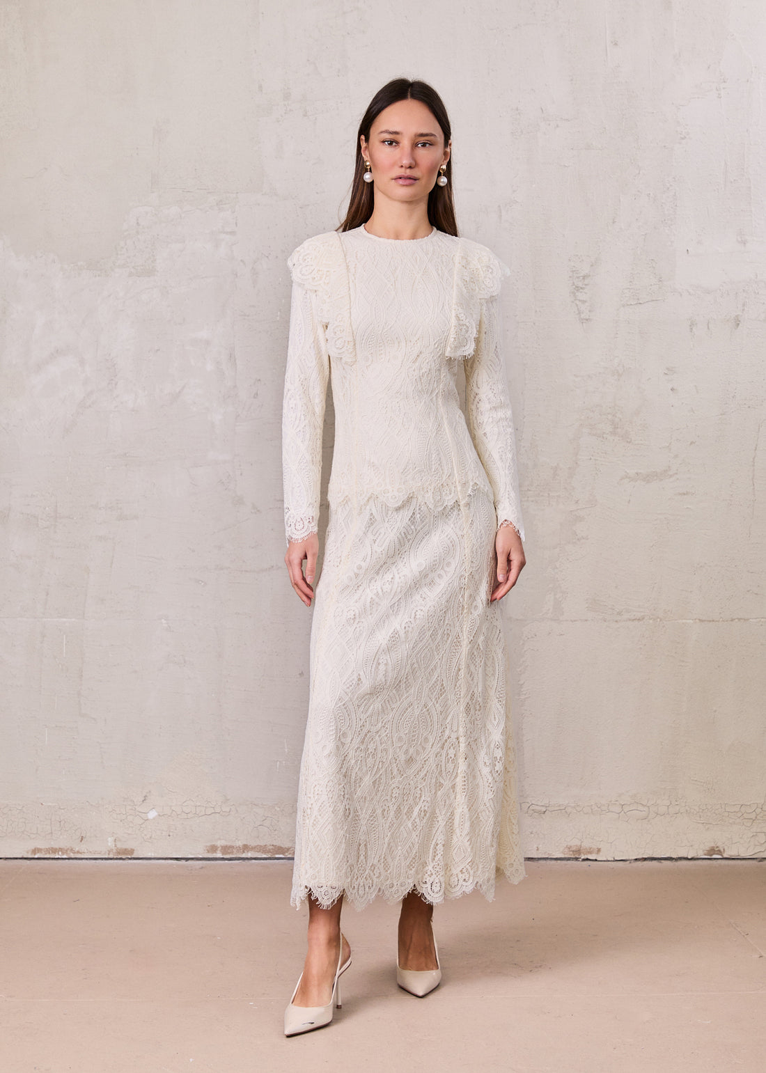 Lace Detail Dress-Ivory