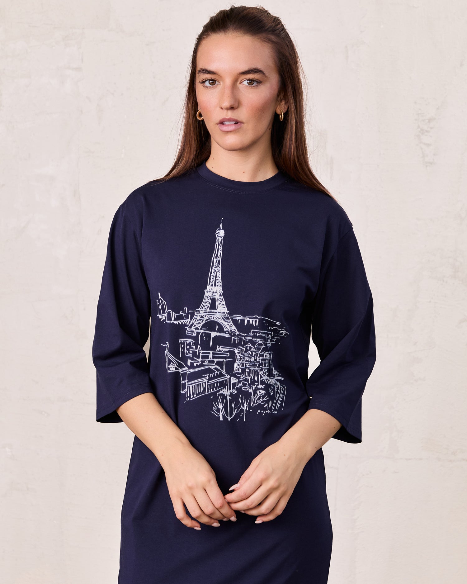 Maxi T-Shirt Dress-Navy/White Tower