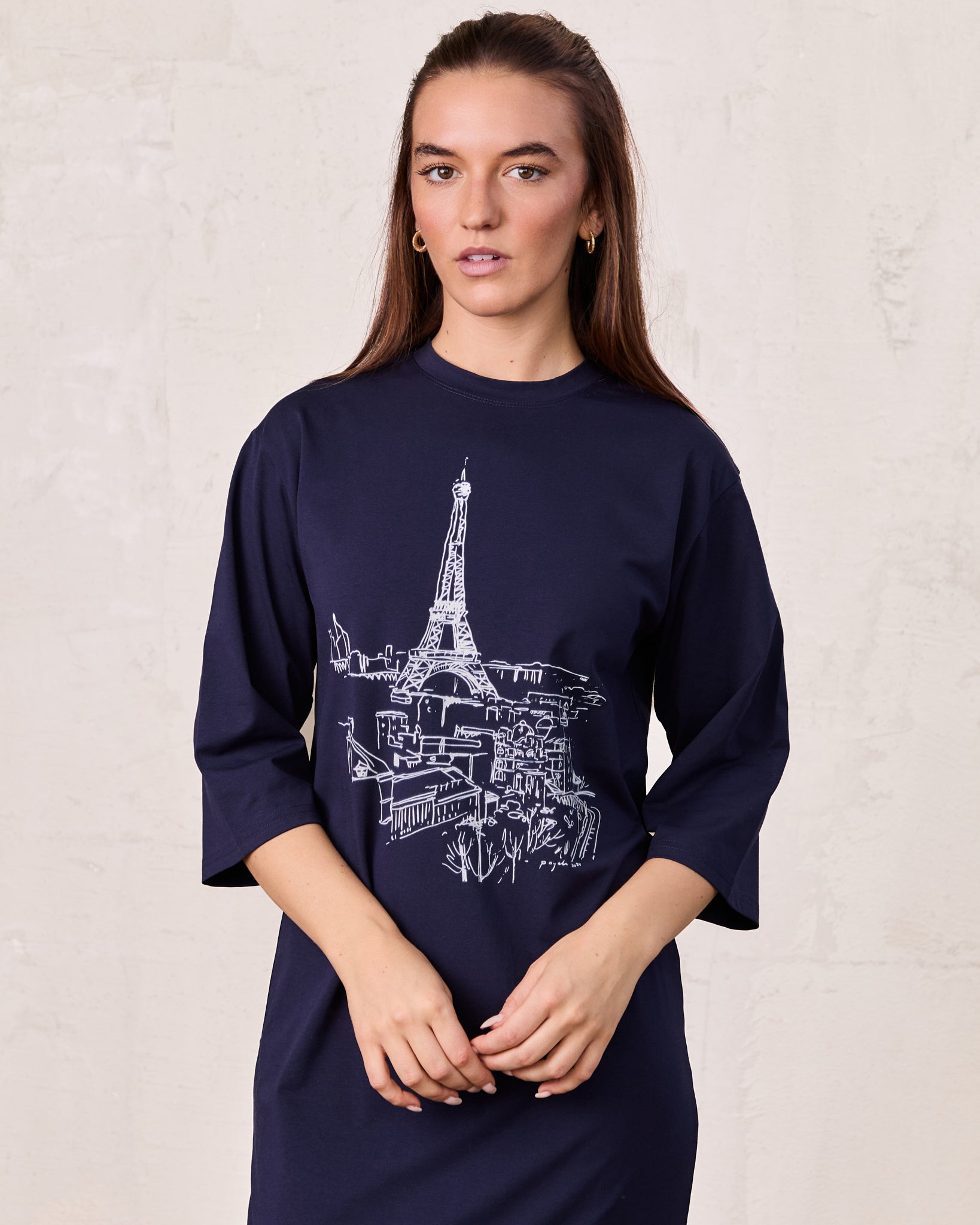 Maxi T-Shirt Dress-Navy/White Tower