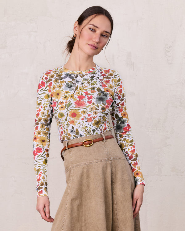 Basic Printed T-shirt-Earthy Floral