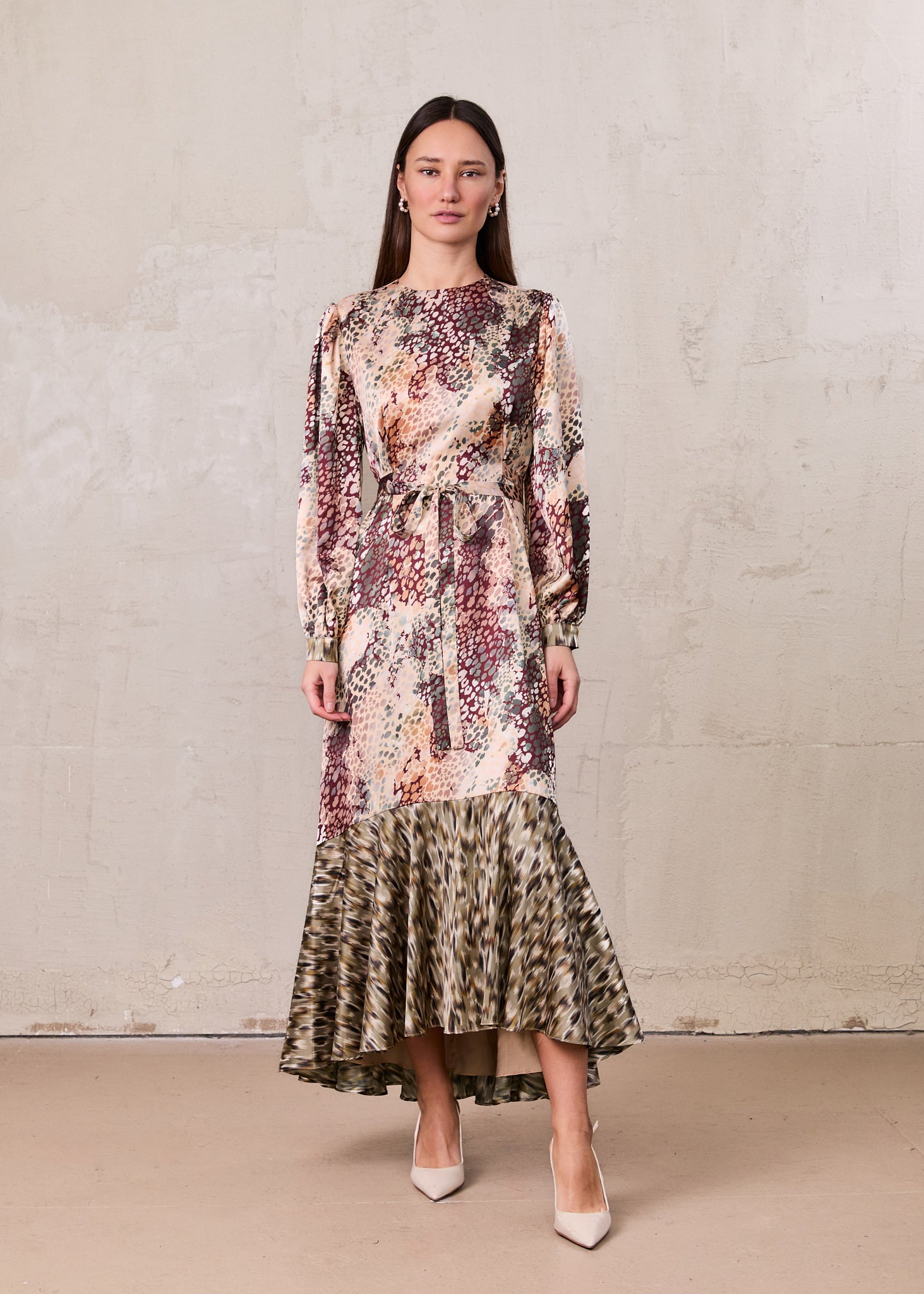 High Low Belted Dress-Animal Print