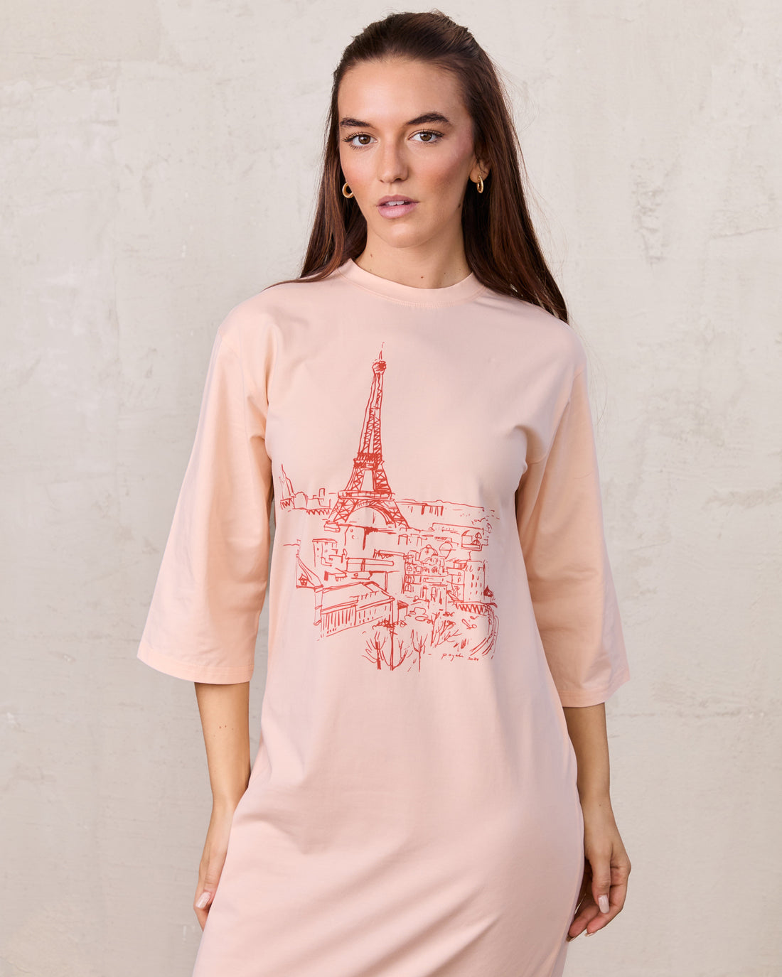 Maxi T-Shirt Dress-Yellow/Peach Tower