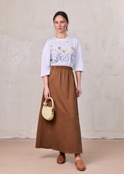 Oversized Printed Tee-Scattered Flowers