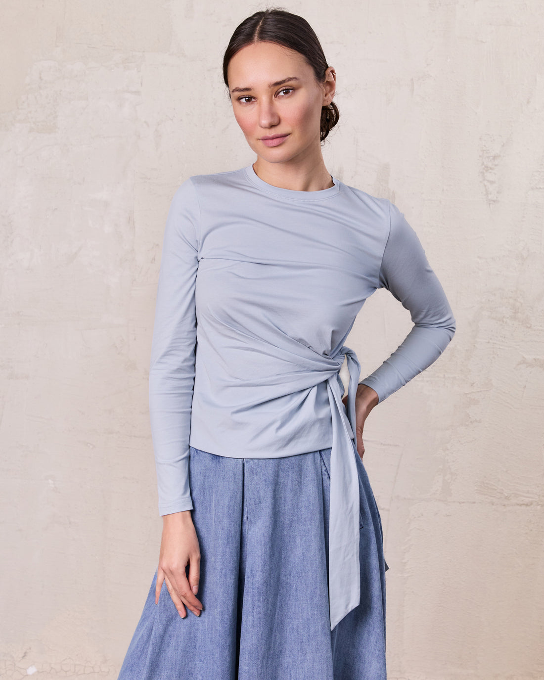 Side Tie T-Shirt-Blue