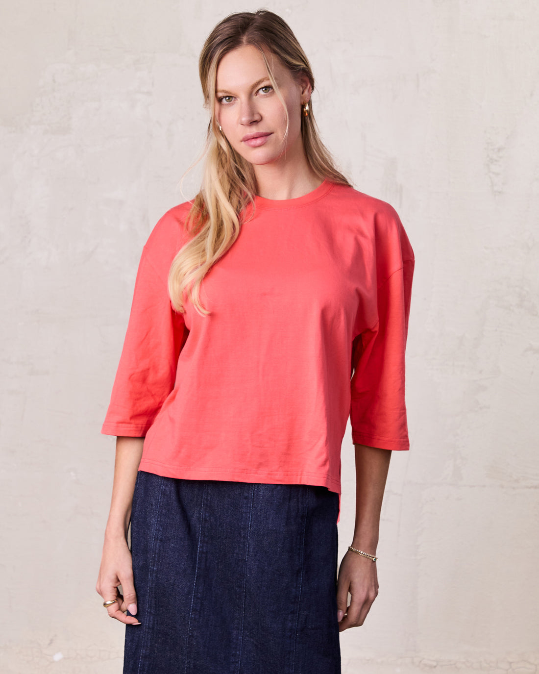 Wide Sleeve Tee-Coral