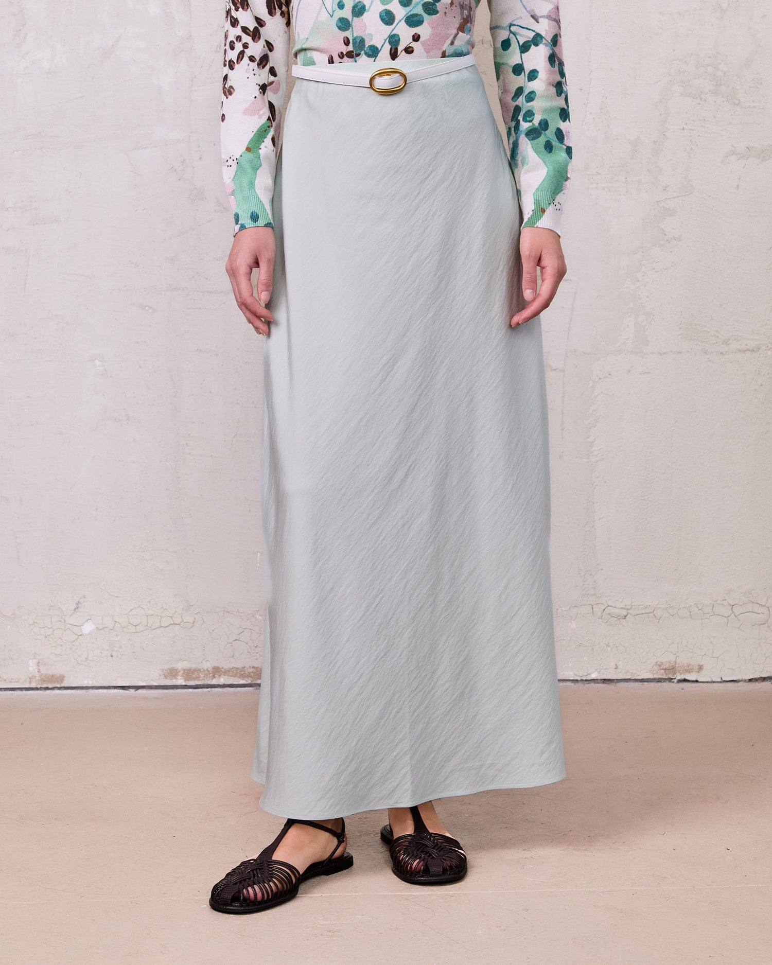 Crinkle Skirt 37"-Mint Green