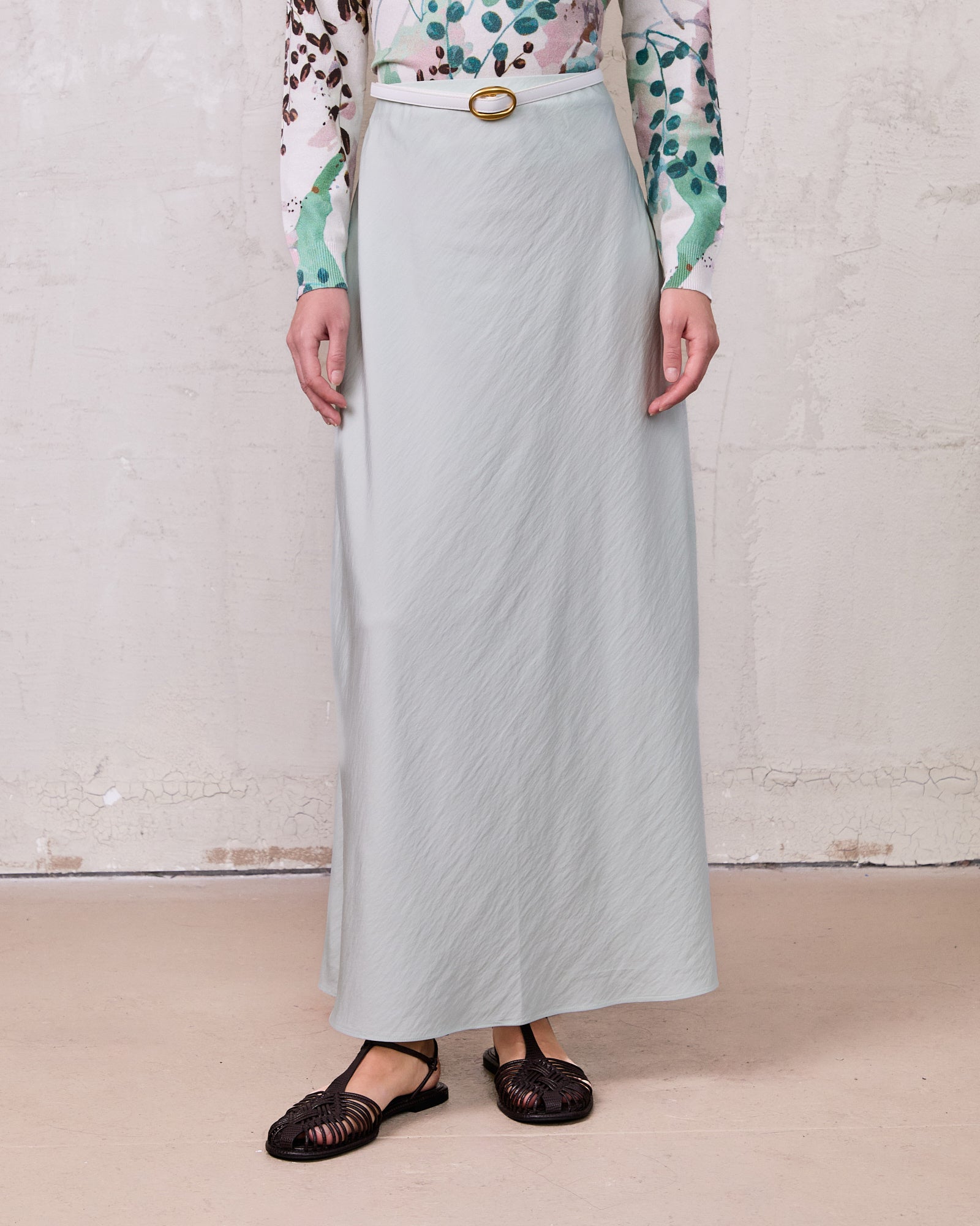 Crinkle Skirt 37"-Mint Green