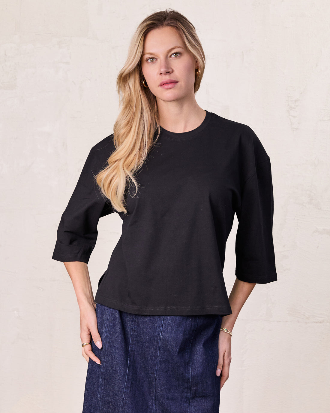 Wide Sleeve Tee-Black