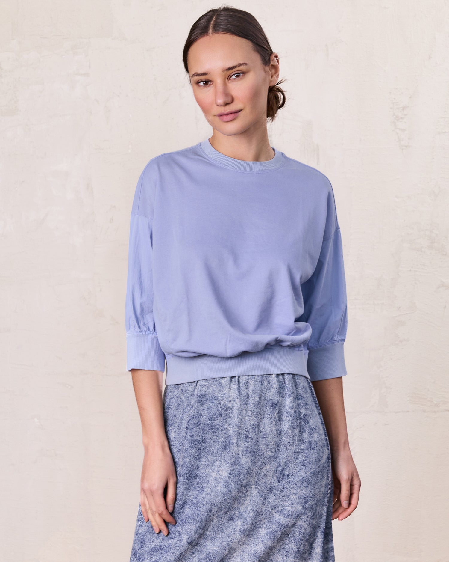 Washed Dolman Bomber Tee-Blue