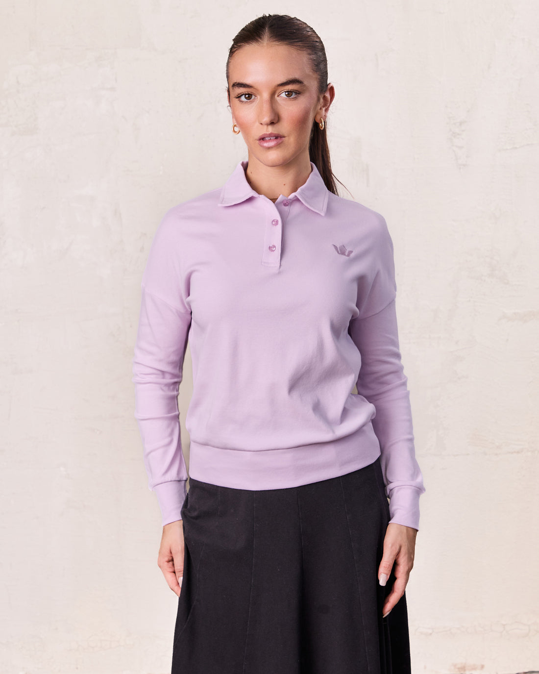 Collared Bomber Tee-Lilac