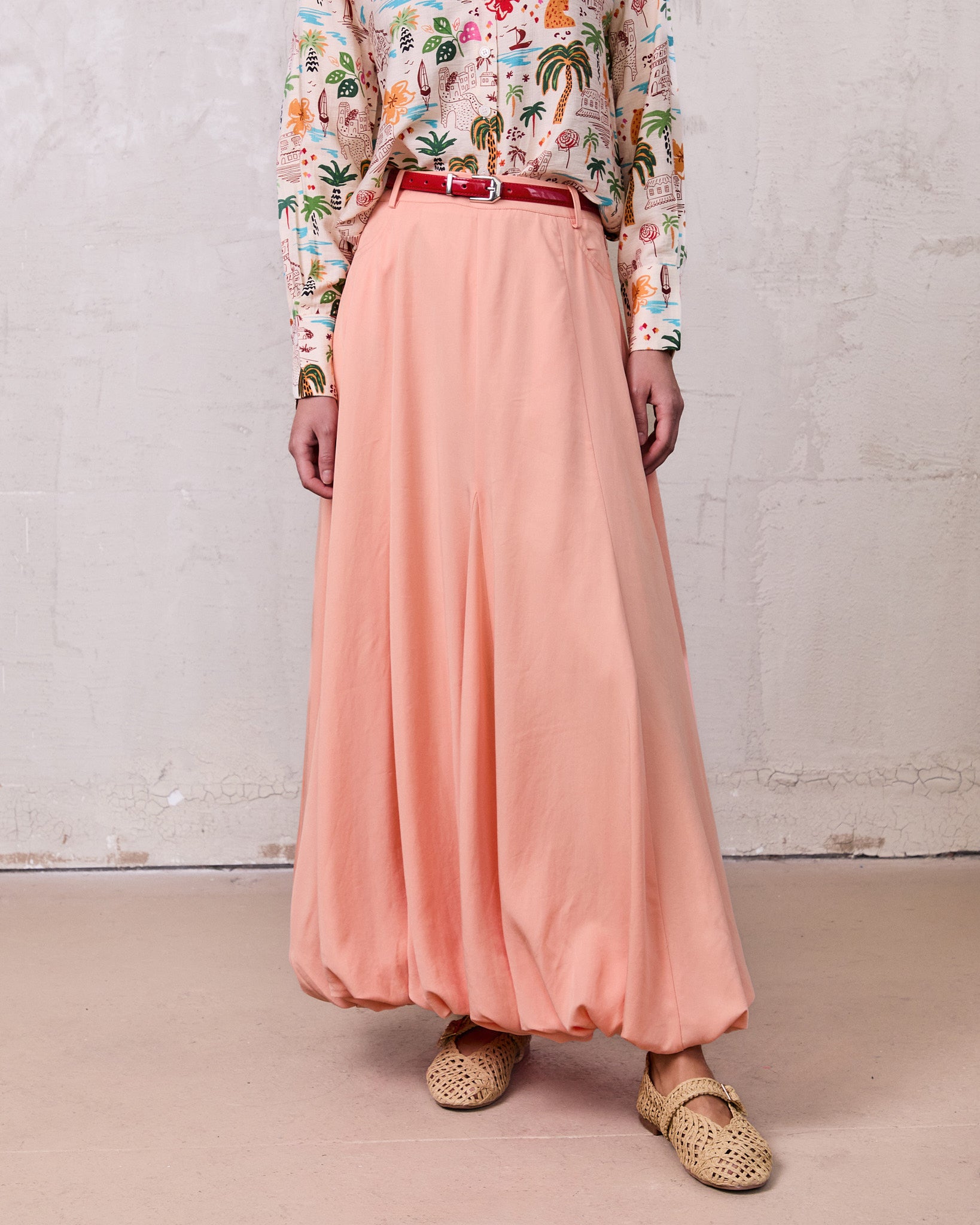 Lightweight Bubble Skirt-Peach