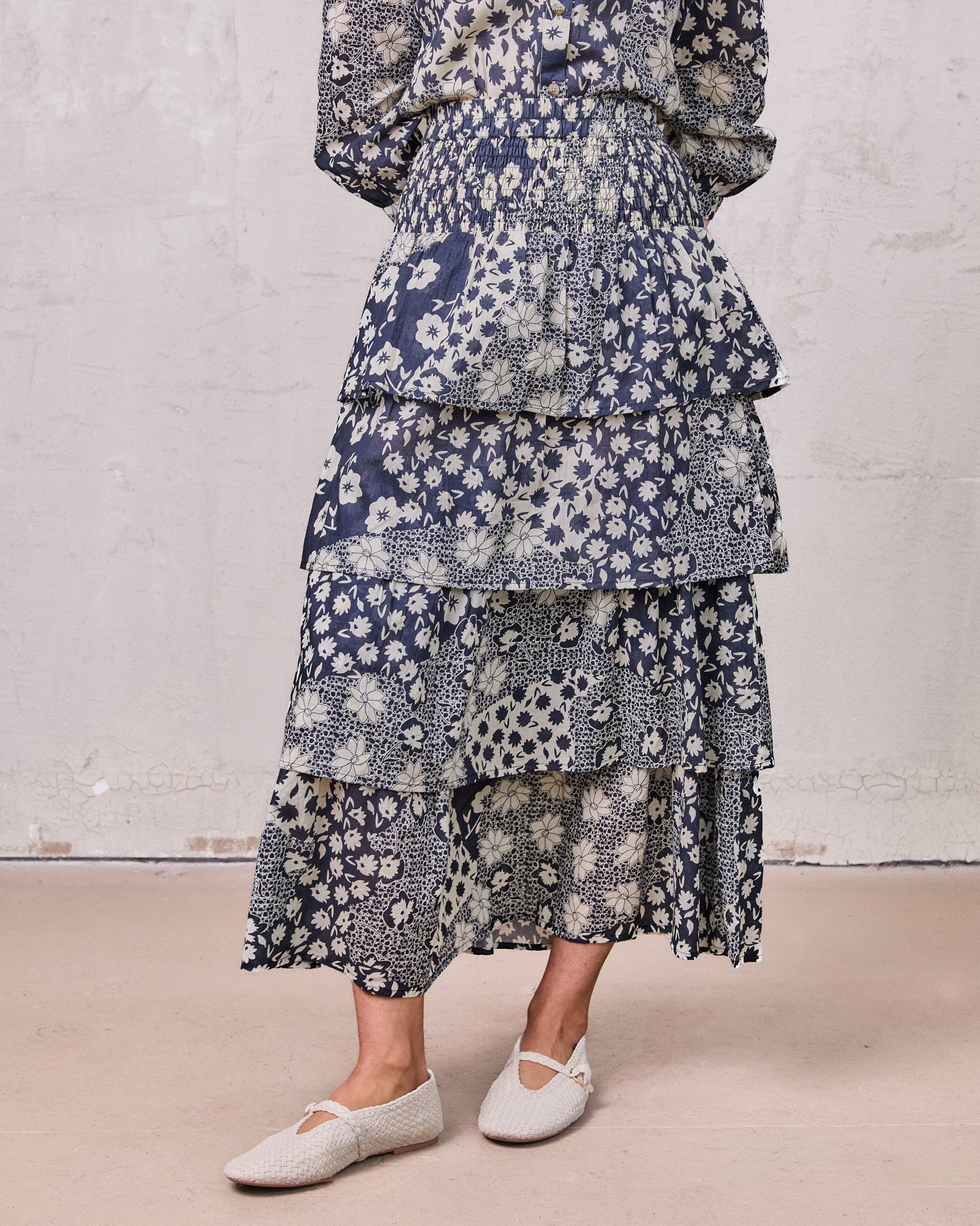 Ruched Top Layered Skirt-Kaleidoscope Floral