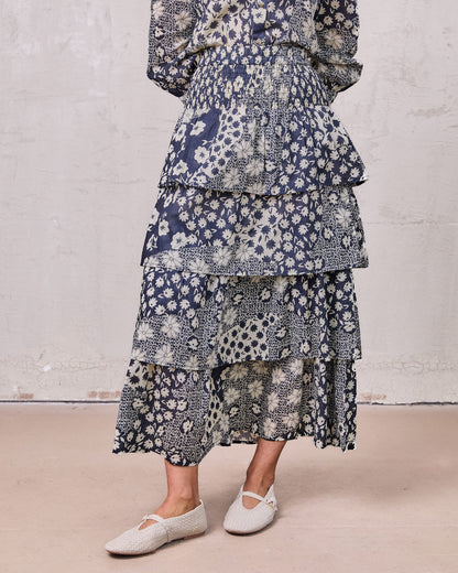Ruched Top Layered Skirt-Kaleidoscope Floral