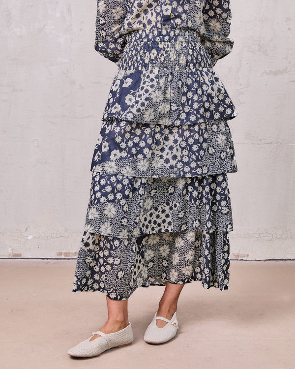 Ruched Top Layered Skirt-Kaleidoscope Floral