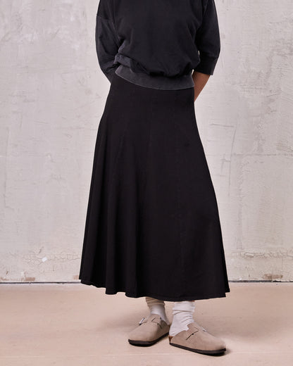 Paneled Flare Skirt 35"-Solid Black