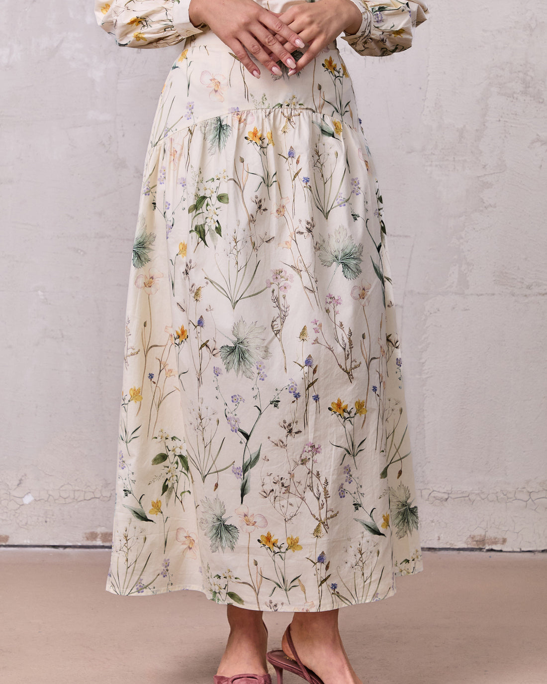 Yoke Floral Skirt-Vintage Floral