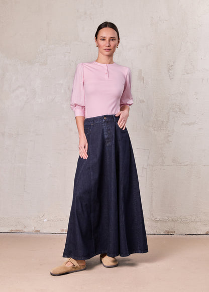 Puff Sleeve Ribbed T-Shirt-Pink