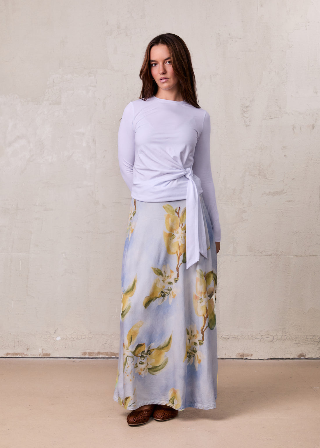 Printed Flare Skirt-Sunshine Floral